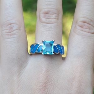 Vintage Blue Gemstone Ring, sz 10.5